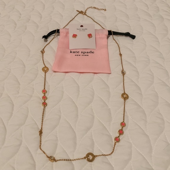 Kate Spade Spot the Spade necklace and Everyday Spade earrings - pink